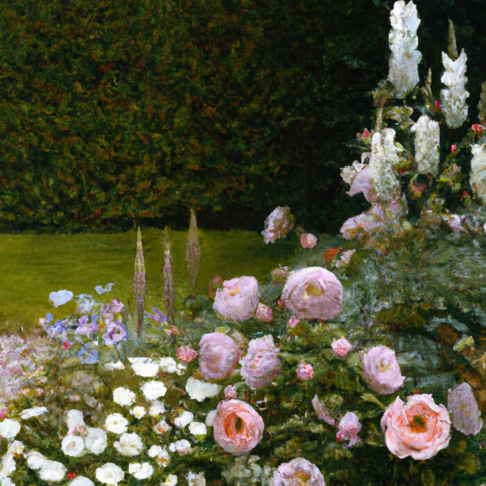 Lampenputzergras mit Rosen und Herbst-Anemonen kombinieren im Beet