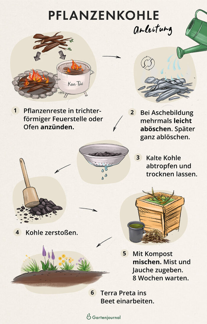 Anleitung zur Herstellung von Pflanzenkohle als Illustration
